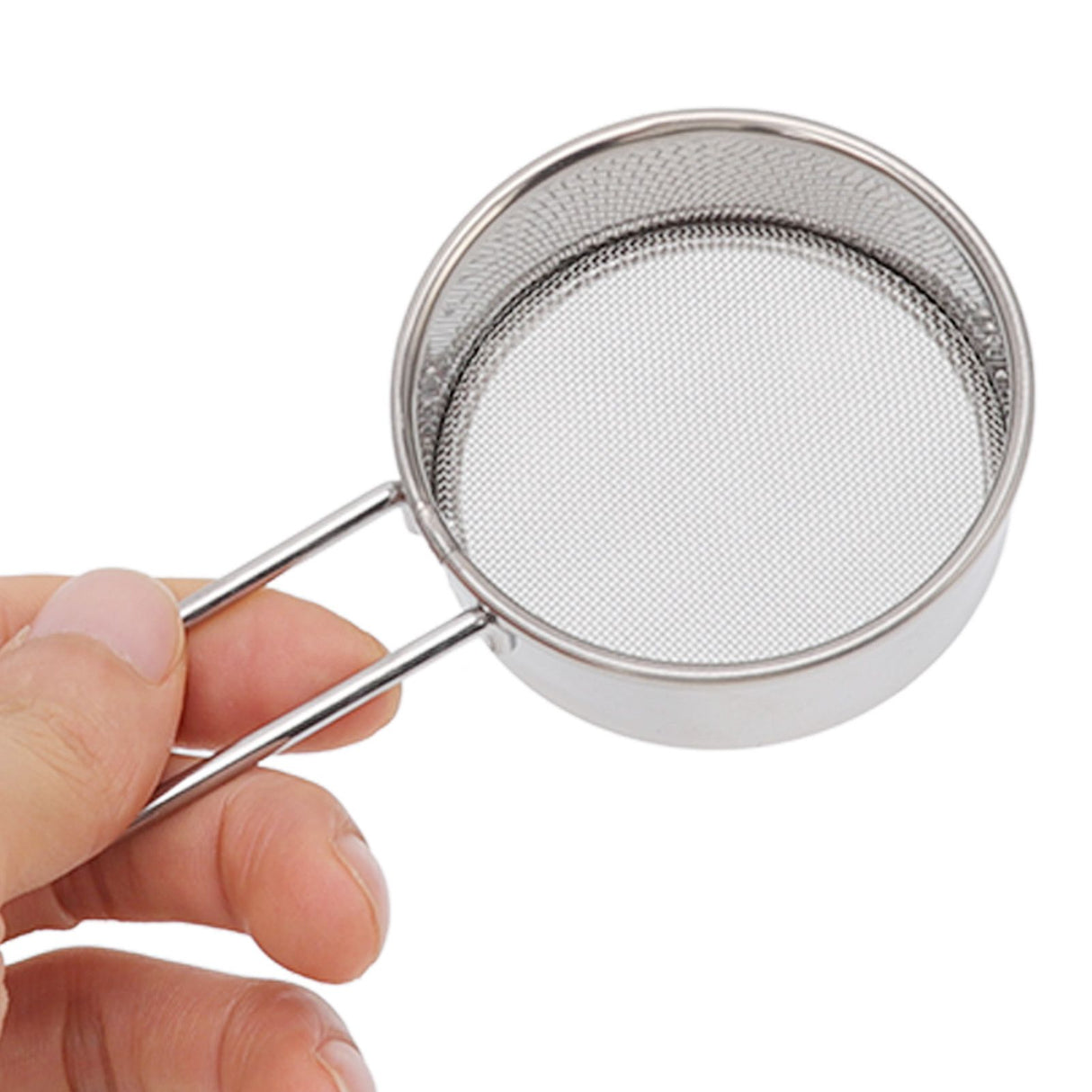 Flour Sieve Strainer 304 Stainless Steel Lightweight Easy Cleaning Ergonomic Handle Mesh Round Sifter for Baking