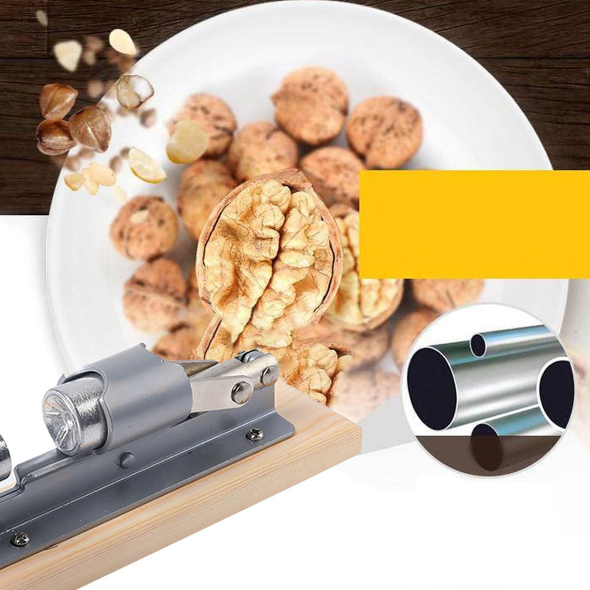 Pecan Nut Cracker Mechanical Regulable Design Wood Stainless Steel Walnut Plier Opener Tool