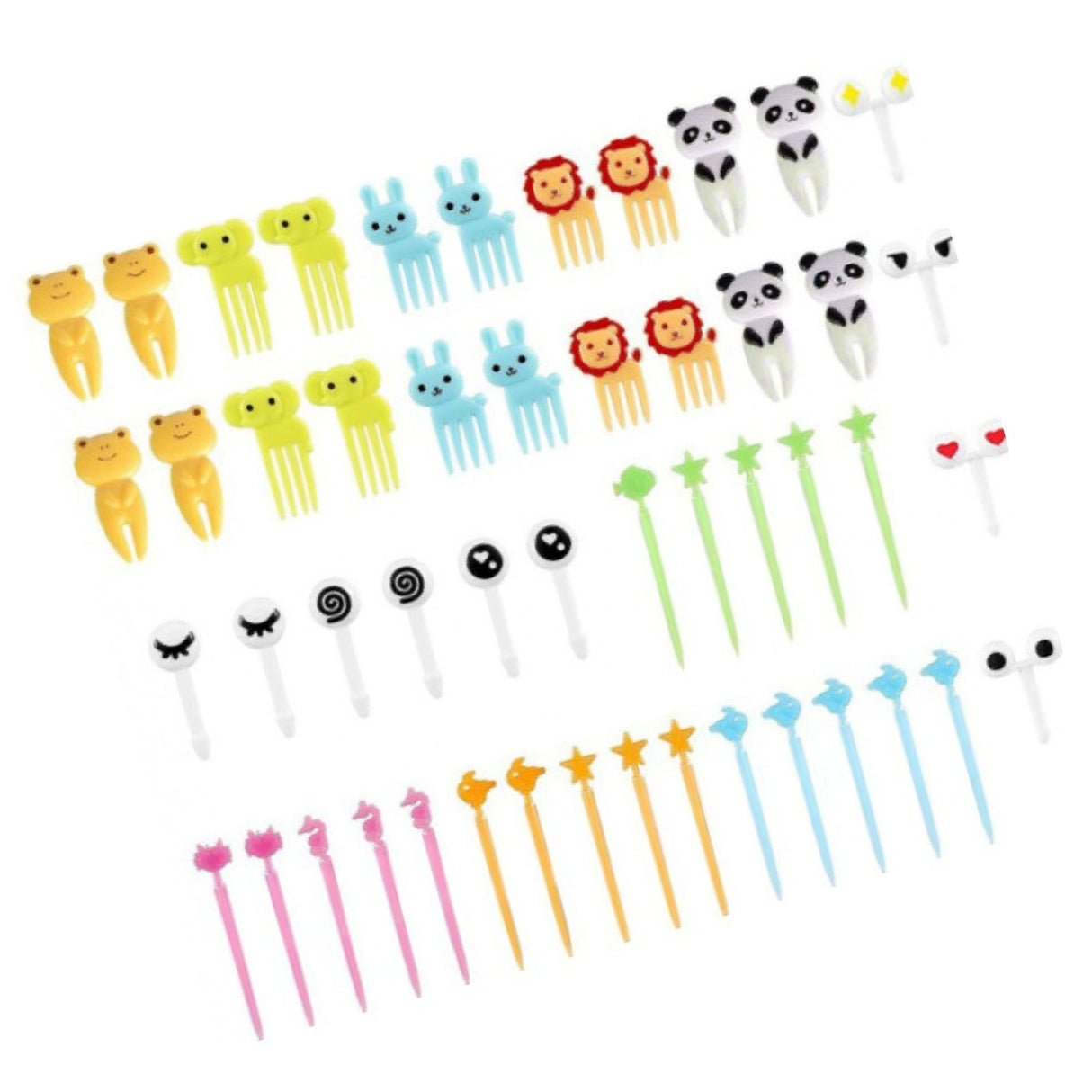 50 PCS Home Cartoon Fruit Fork Innovative Cute Animal Shape Plastic Children Bento Fruit Fork Set