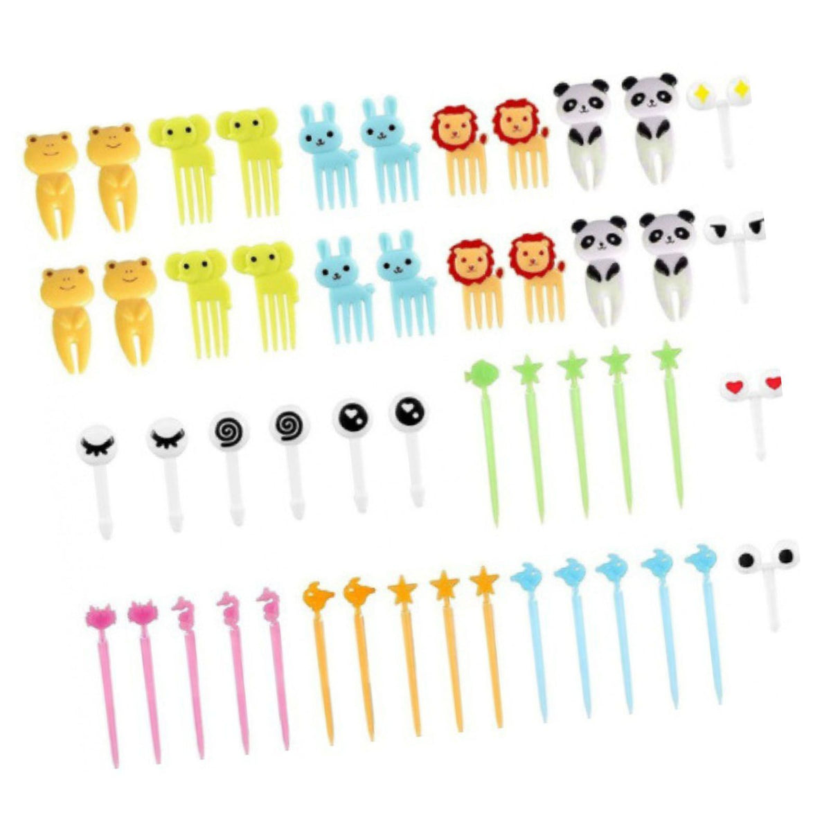50 PCS Home Cartoon Fruit Fork Innovative Cute Animal Shape Plastic Children Bento Fruit Fork Set