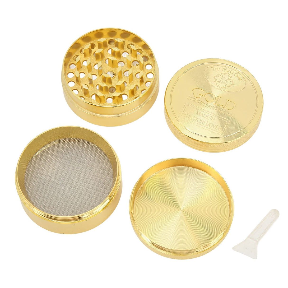 40mm Spice Grinder 4 Layers Aluminium Alloy Gold Coin Design Spice Crusher for Home Kitchen