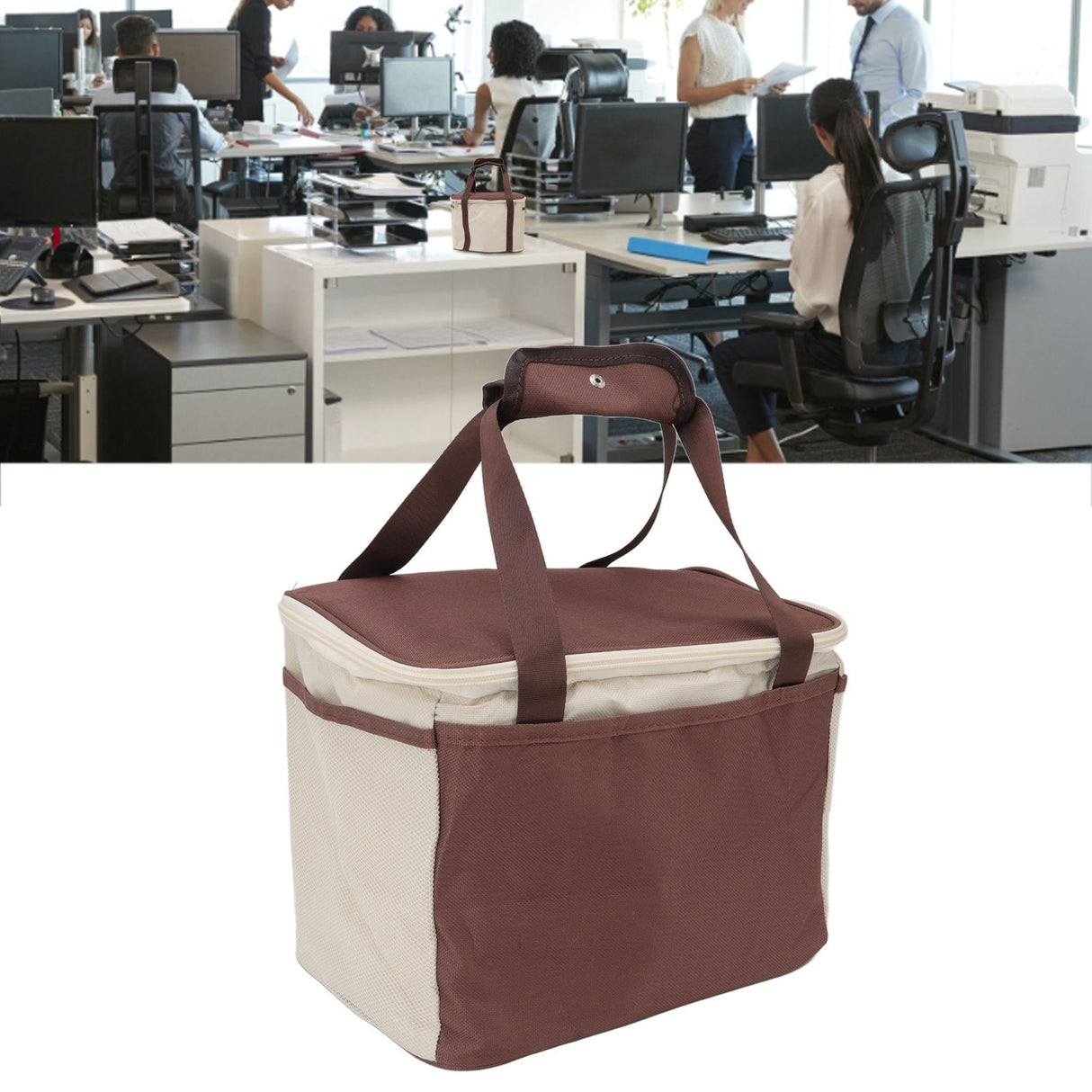 Insulated Lunch Bag Leak Proof Portable Reusable Lunch Box for Students Men Women and Office Workers L Coffee