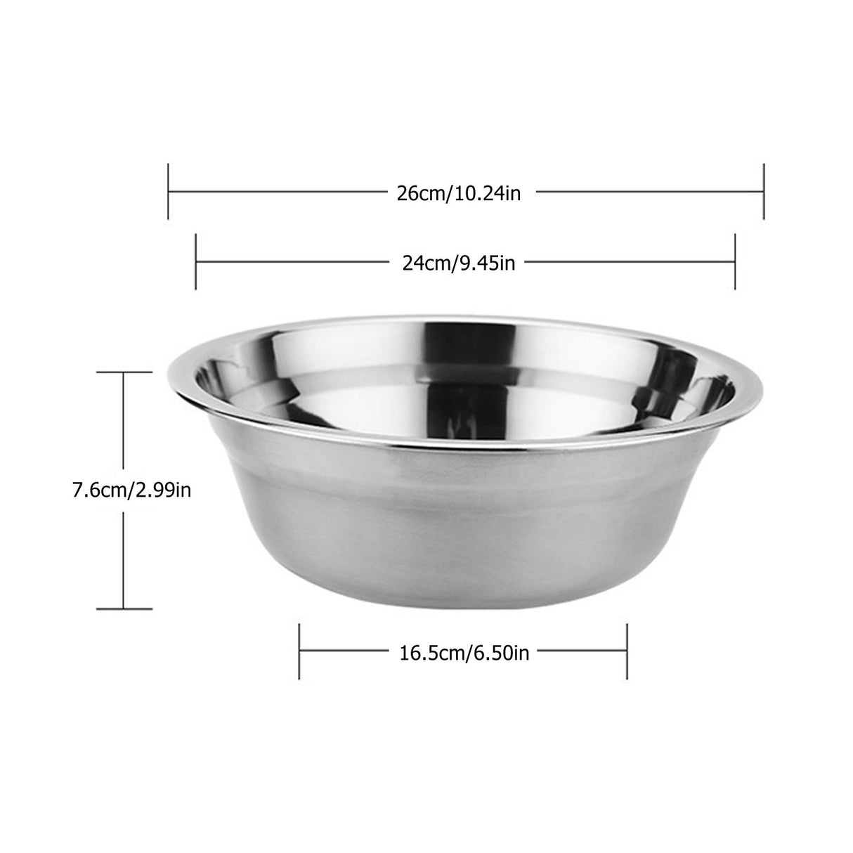 26cm Stainless Steel Basin Mixing Bowl Thicken Heavy Duty Deeper Edge Mirror Finish Salad Bowl