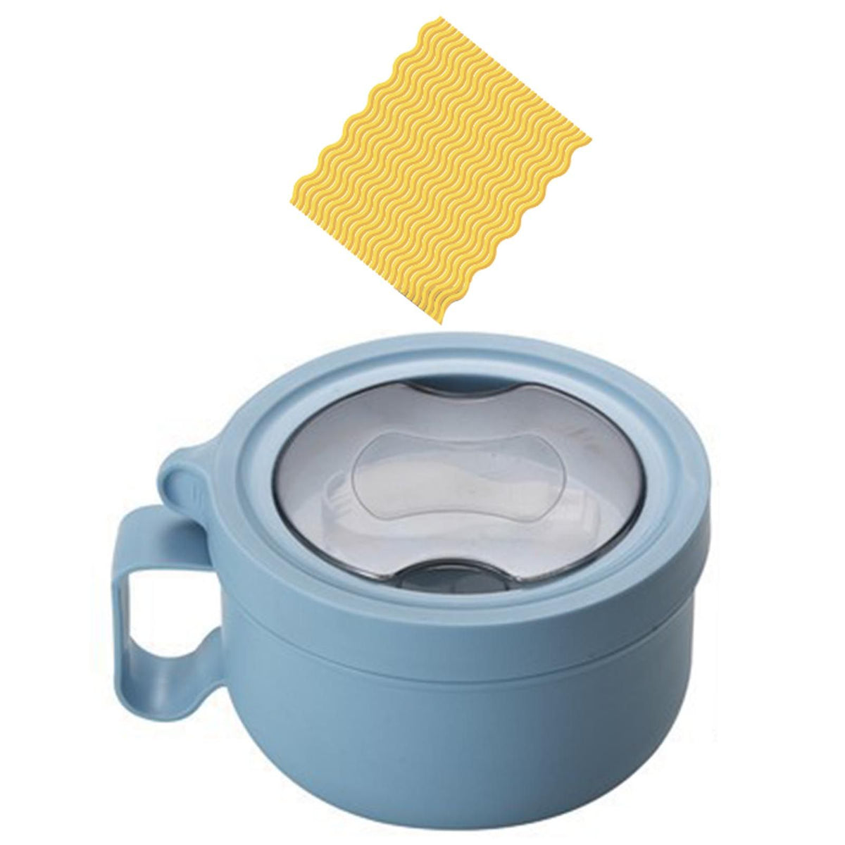 Insulated Bowl Leakage Proof 304 Stainless Steel Interior Thermal Soup Bowl with Handle for Noodle Bento 850ml Blue