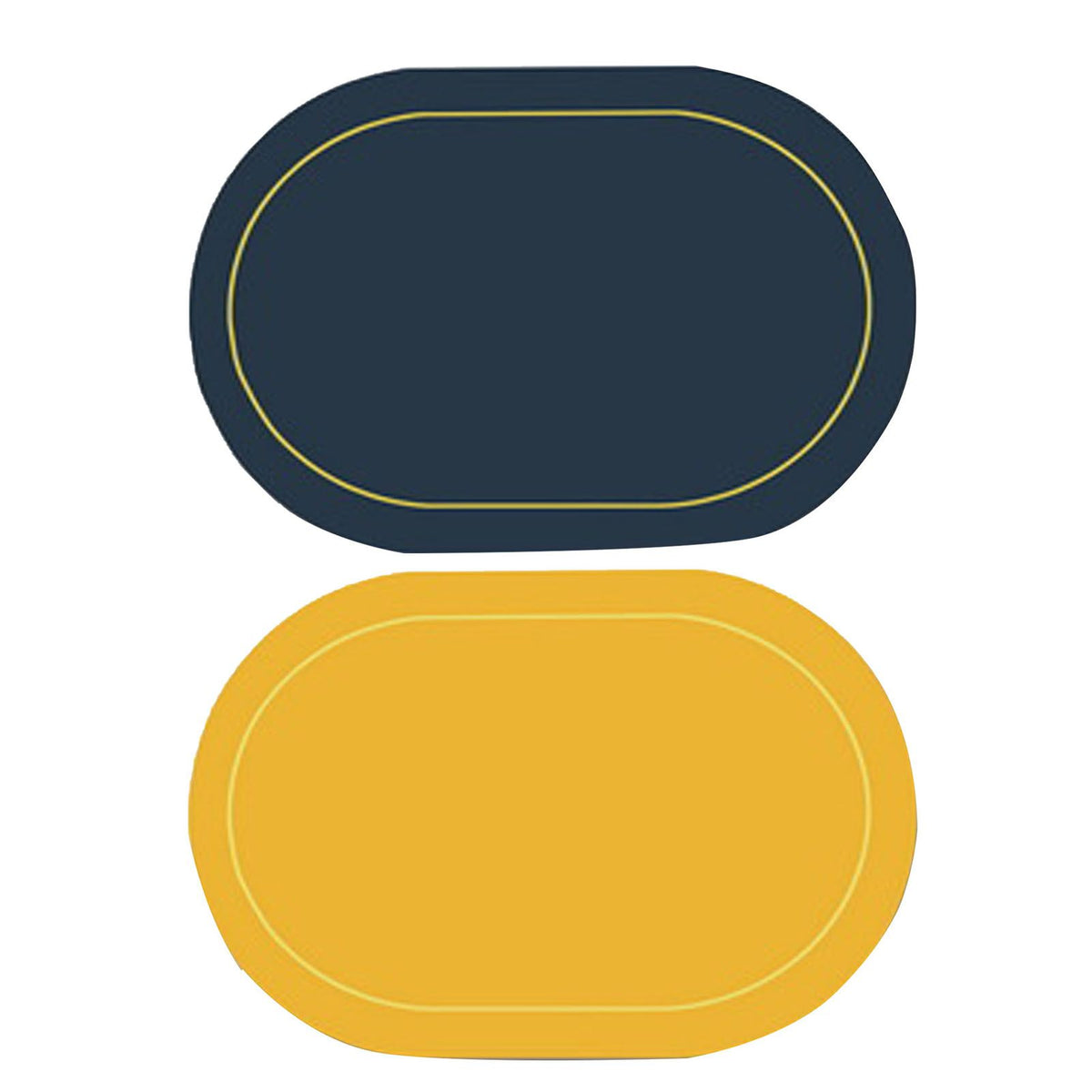 2Pcs Leather Oval Dining Food Mat Oil Proof Insulation Restaurant Table Home Hotel Non Slip Bowl Pad Placemat Blue