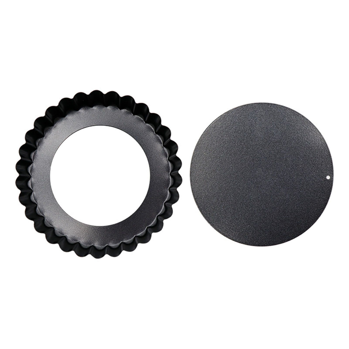 6PCS Removable Bottom Tart Pan Non Stick Coating Carbon Steel Black Quiche Pan for Kitchen