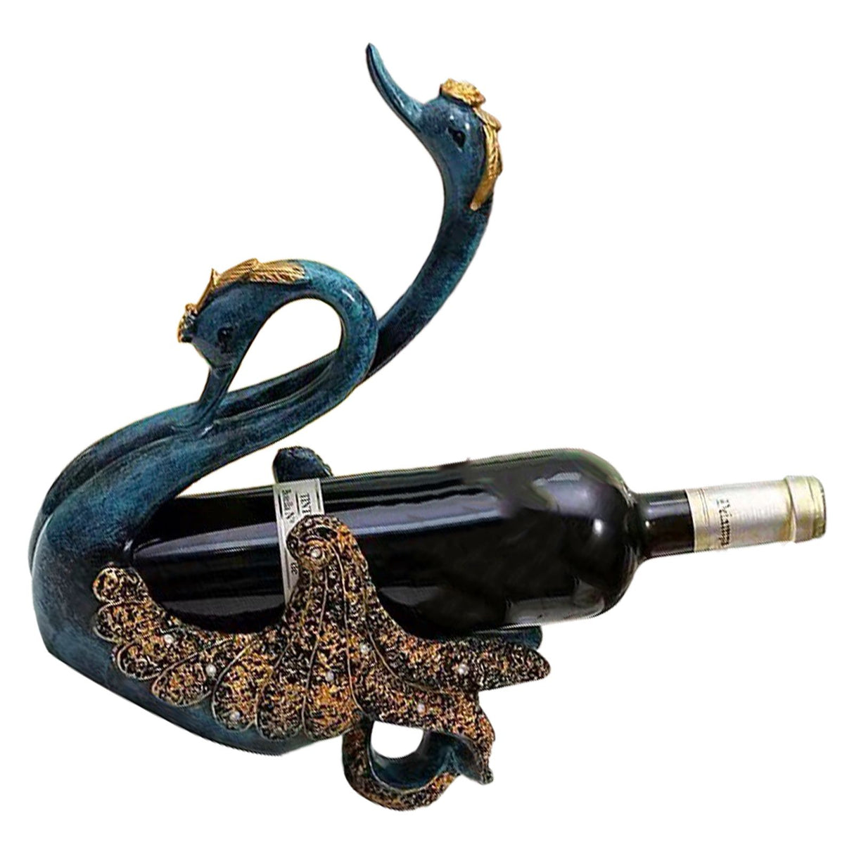 Luxury Swan Wine Rack Innovative Desktop Wine Cabinet Decorative Ornaments for Living Room Office Blue