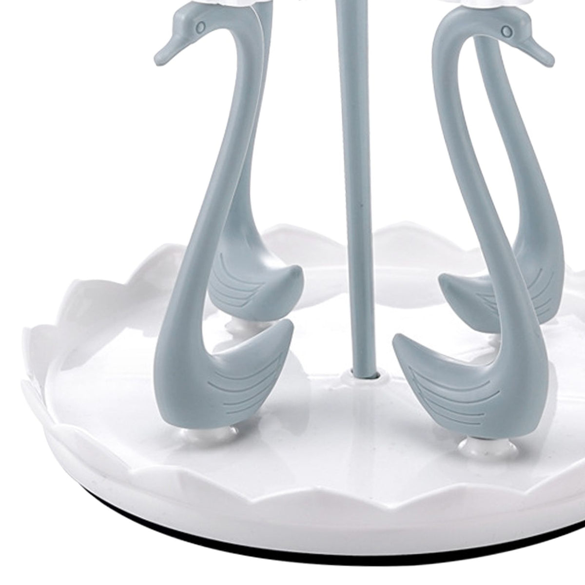 Swan Cup Holder with Rotating Drip Tray Plastic Rotatable Drinking Cup Drainer Stand Rack for Home Kitchen Blue 4 Heads