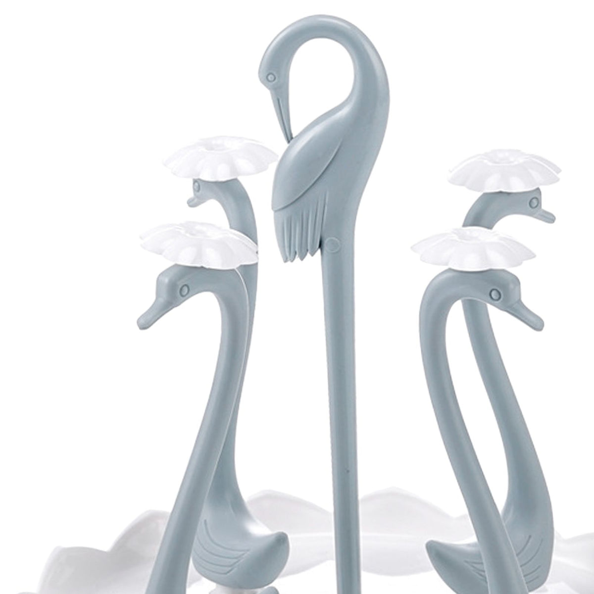 Swan Cup Holder with Rotating Drip Tray Plastic Rotatable Drinking Cup Drainer Stand Rack for Home Kitchen Blue 4 Heads