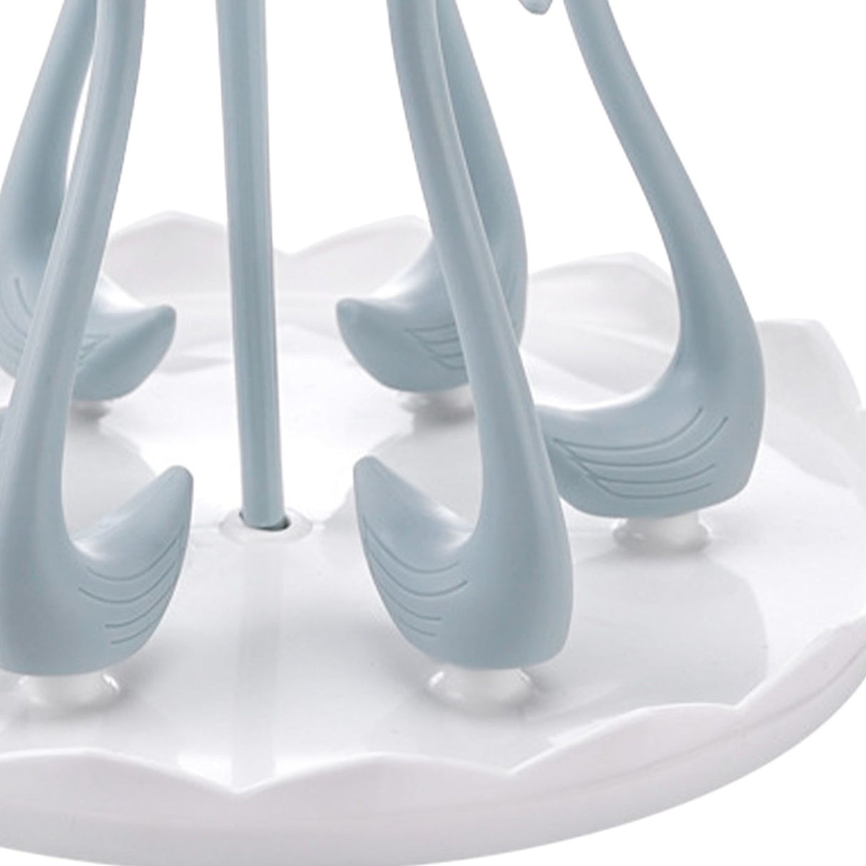 Swan Cup Holder with Rotating Drip Tray Plastic Rotatable Drinking Cup Drainer Stand Rack for Home Kitchen Blue 6 Heads