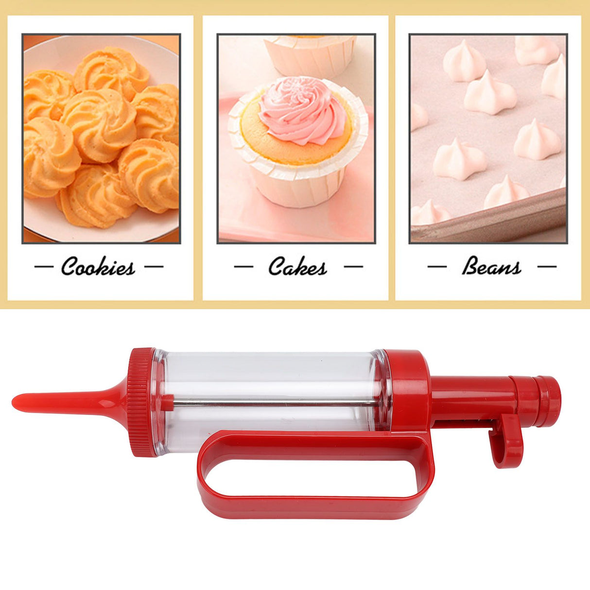 Biscuits Press Gun Kit Transparent Tube Food Grade Odorless Safe Biscuits Maker Press Machine Red