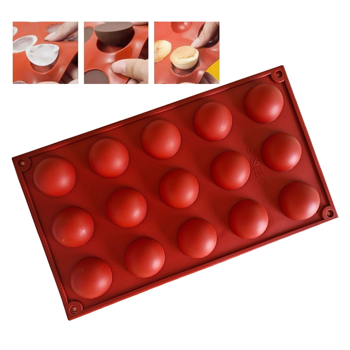 Semi Sphere Mold 15 Holes Silicone Semicircle Baking Mold for Cake Chocolate Mousse