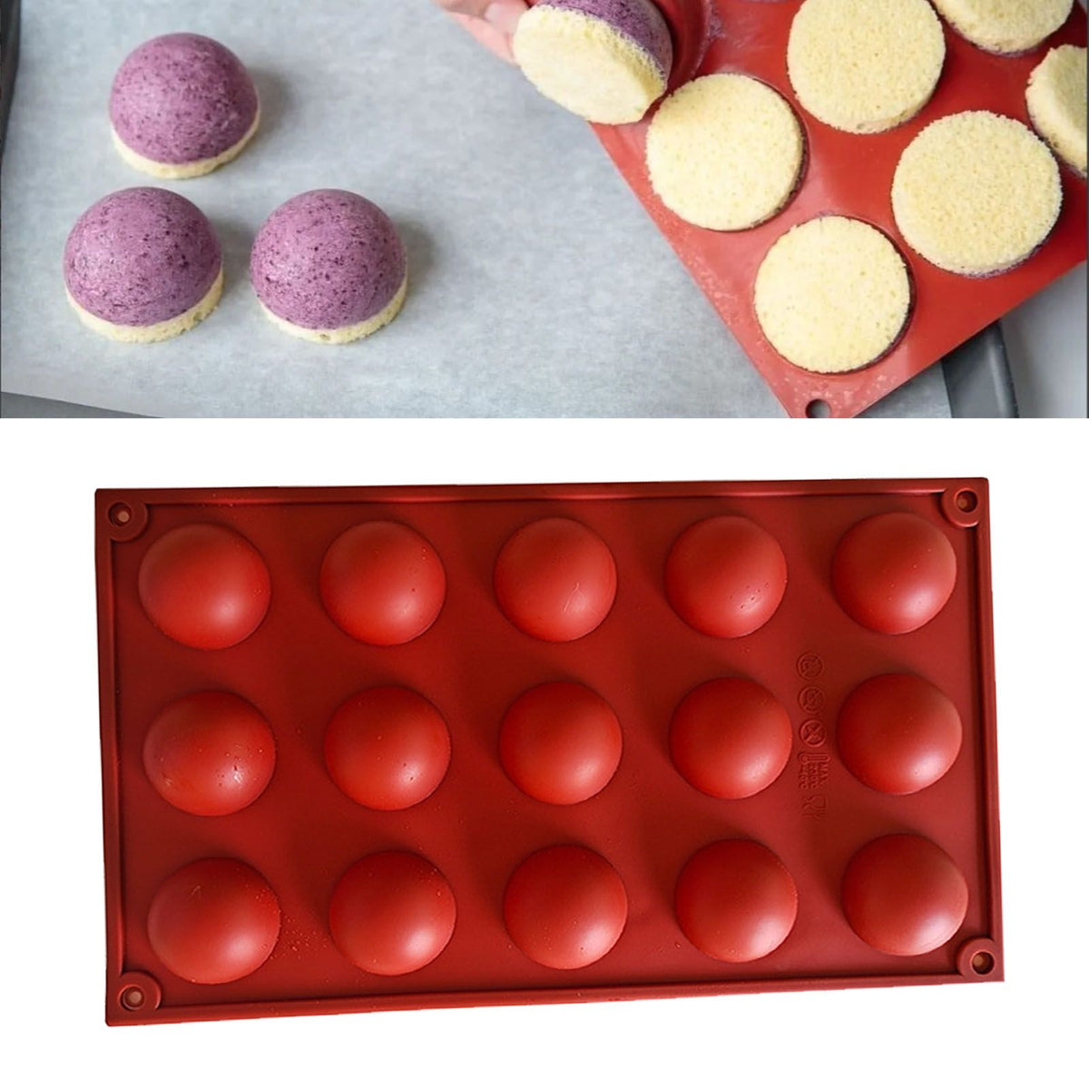 Semi Sphere Mold 15 Holes Silicone Semicircle Baking Mold for Cake Chocolate Mousse