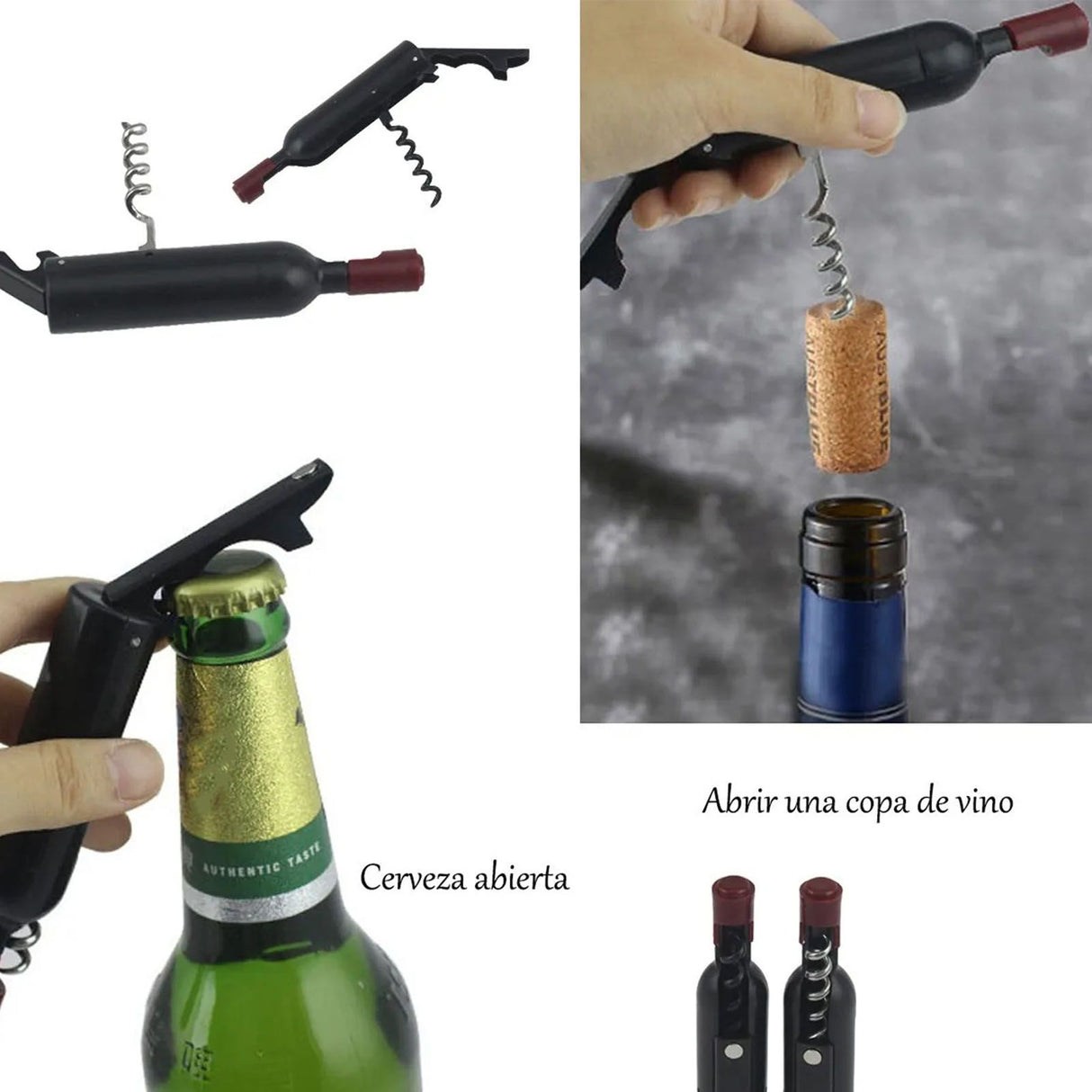 Wine Opener Black Multifunctional Magnet Design Portable Stainless Steel Wine Opener