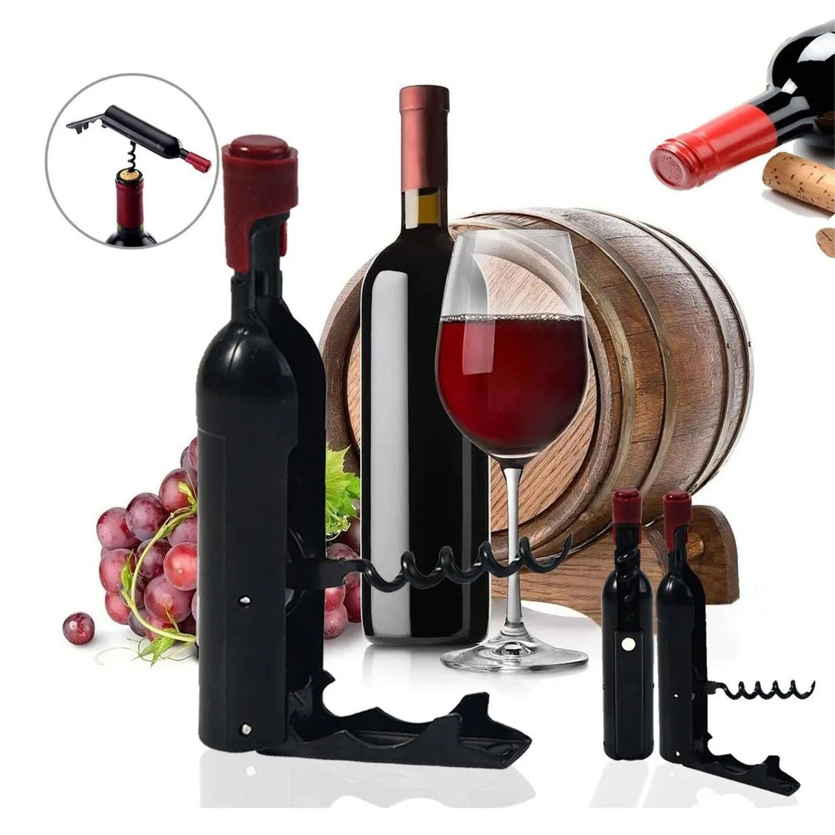 Wine Opener Black Multifunctional Magnet Design Portable Stainless Steel Wine Opener