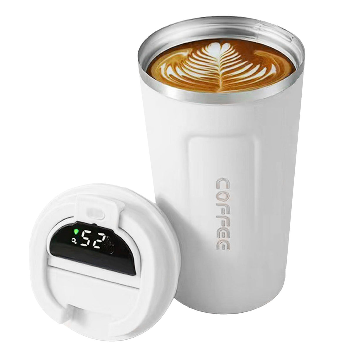 Smart Temperature Display Coffee Cup Portable 304 Stainless Steel Insulation Cup Simple Style Pure Color Generation 2nd White 380ml