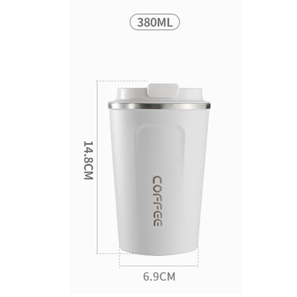 Smart Temperature Display Coffee Cup Portable 304 Stainless Steel Insulation Cup Simple Style Pure Color Generation 2nd White 380ml