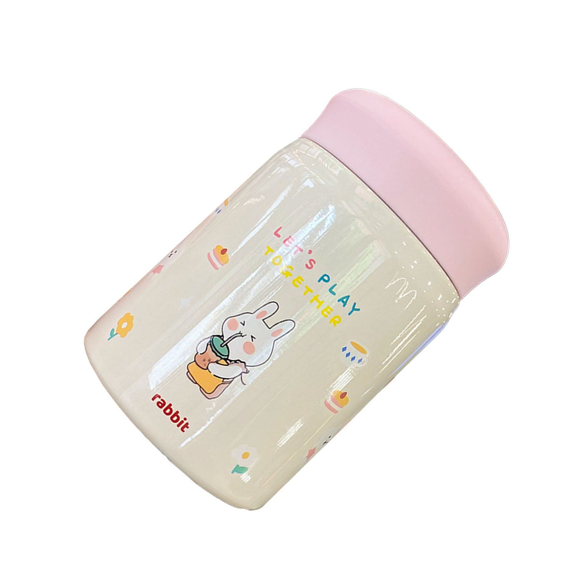 320ml Stainless Steel Insulated Vacuum Food Jar Cup Container with Lid for Outdoor Cartoon Portable Bottle Rabbit