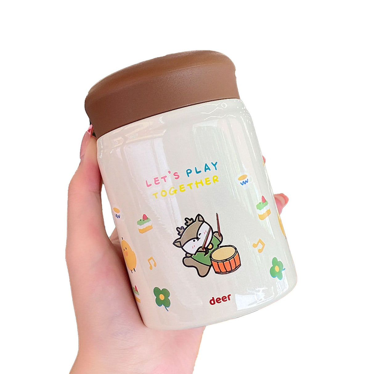 320ml Stainless Steel Insulated Vacuum Food Jar Cup Container with Lid for Outdoor Cartoon Portable Bottle Deer