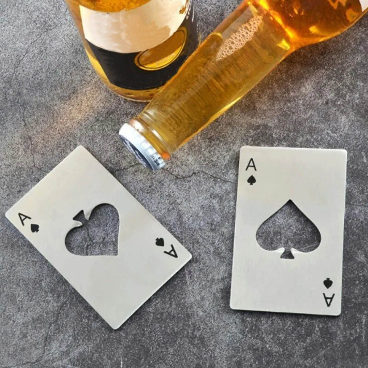 20 Pcs Poker Card Bottle Opener Beer Openers Stainless Steel Black Silver Cup Mat for Wallet Gifts