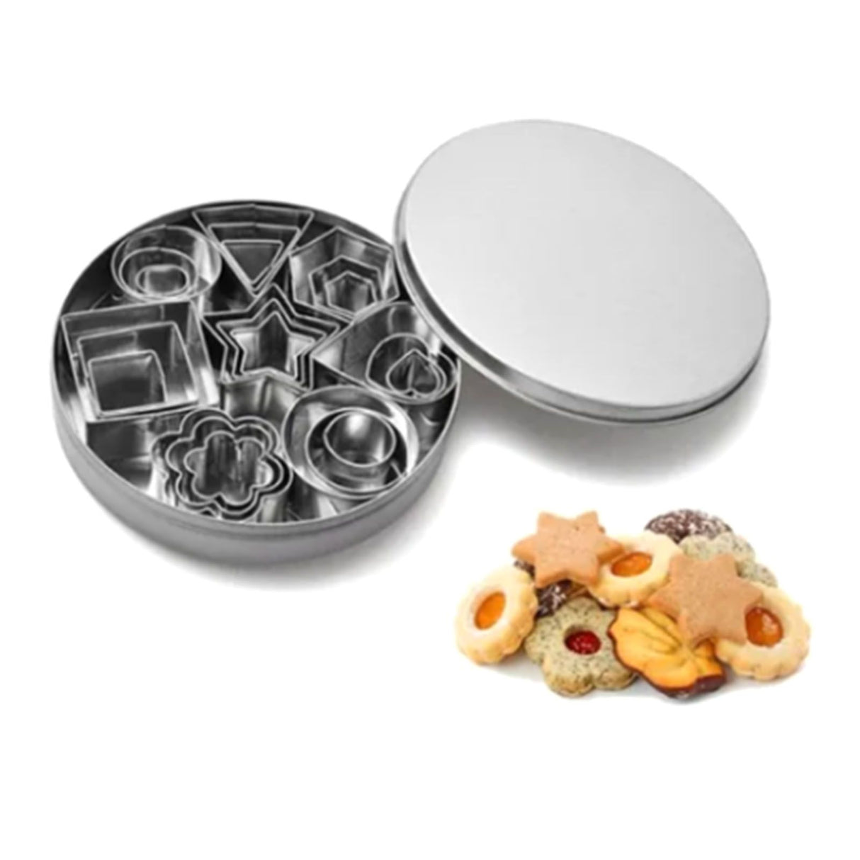 24 Pcs Cookie Cutters Set Biscuit Mould 430 Stainless Steel Vegetable Fruit Cutters for DIY Baking Cooking
