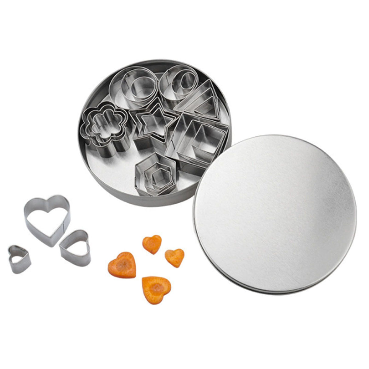 24 Pcs Cookie Cutters Set Biscuit Mould 430 Stainless Steel Vegetable Fruit Cutters for DIY Baking Cooking