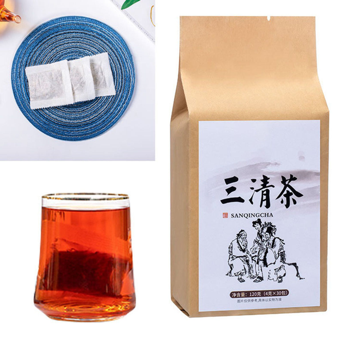 30 Bags Sanqing Tea Independent Packaging 120g 18 Mouth Shelf Life Health Tea Bag for Daily Friends