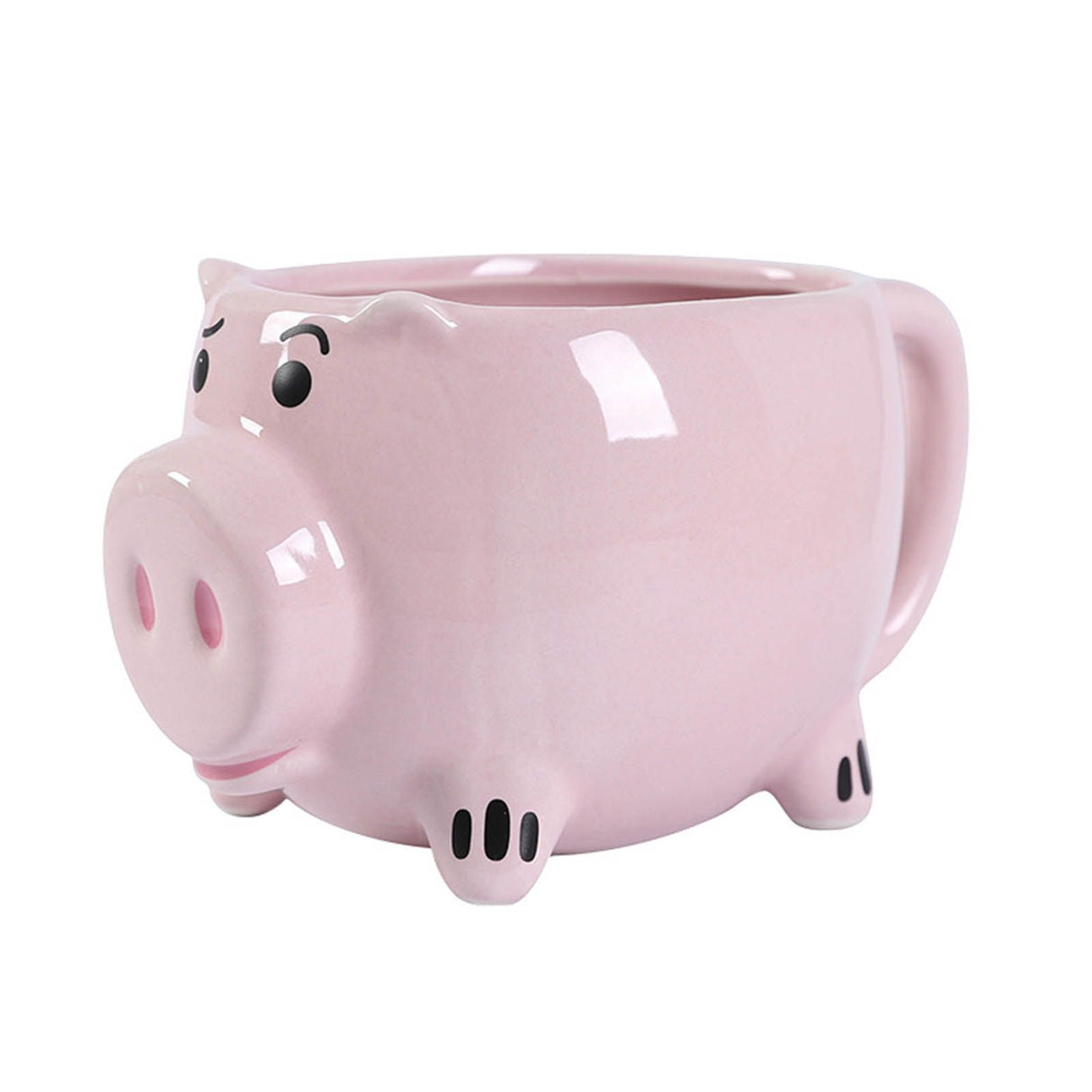 Ceramic Coffee Mug Wide Mouth Piggy Cute Water Cup with Handle for Home Cafe Office Pink