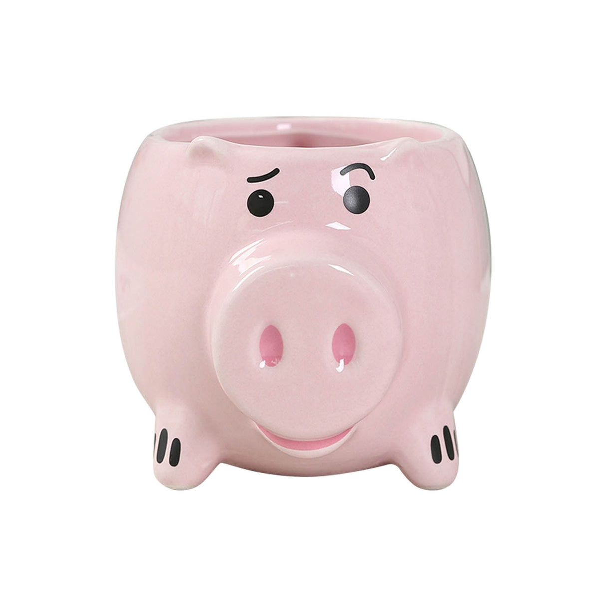 Ceramic Coffee Mug Wide Mouth Piggy Cute Water Cup with Handle for Home Cafe Office Pink