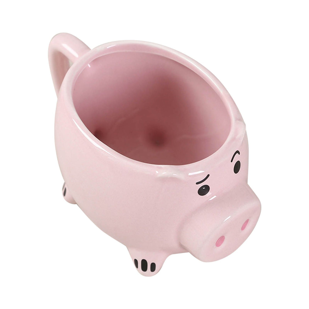 Ceramic Coffee Mug Wide Mouth Piggy Cute Water Cup with Handle for Home Cafe Office Pink