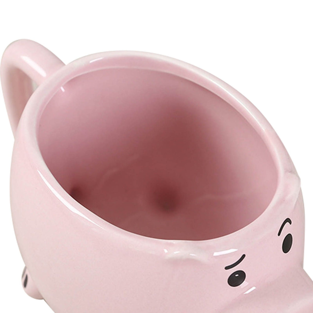 Ceramic Coffee Mug Wide Mouth Piggy Cute Water Cup with Handle for Home Cafe Office Pink