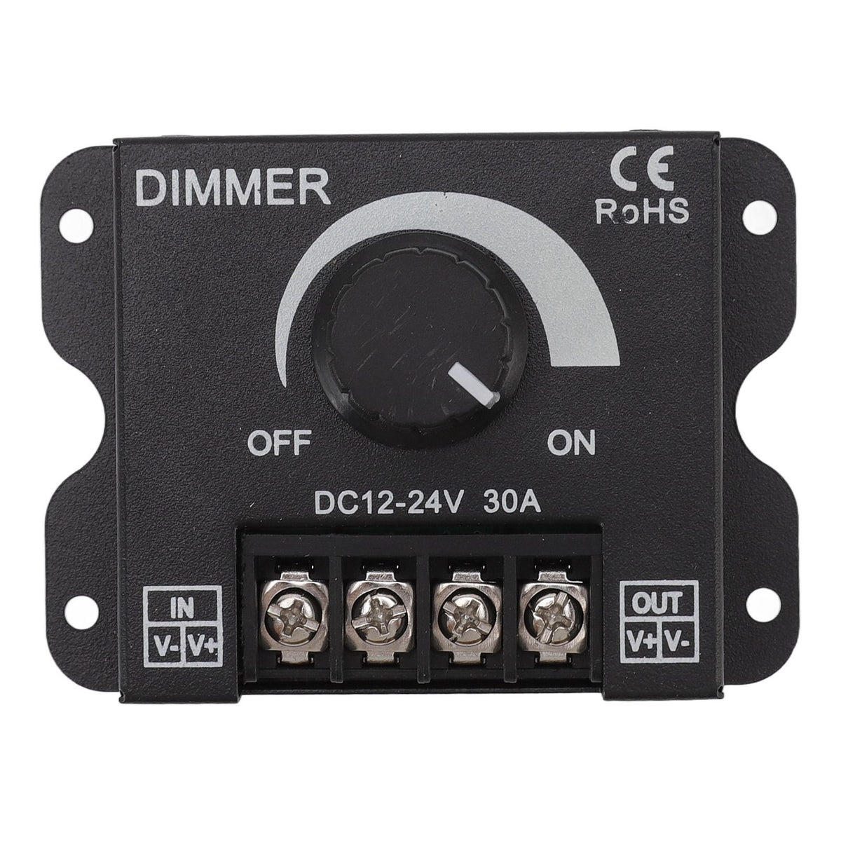LED Dimmer Single Channel PWM Lighting Stepless Dimming Controller for 5050 3528 Single Color Light Strips DC 12V‑24V 30A