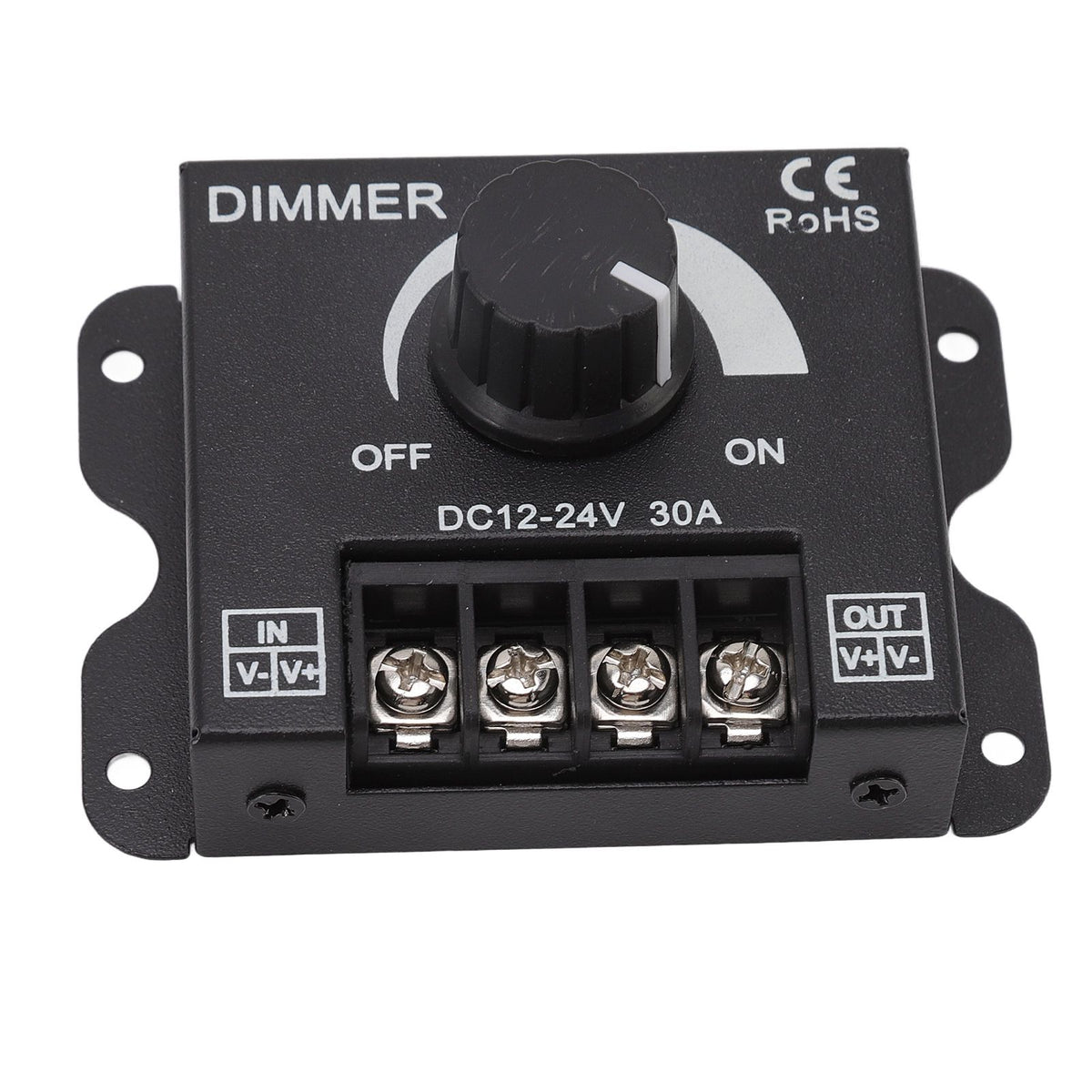 LED Dimmer Single Channel PWM Lighting Stepless Dimming Controller for 5050 3528 Single Color Light Strips DC 12V‑24V 30A