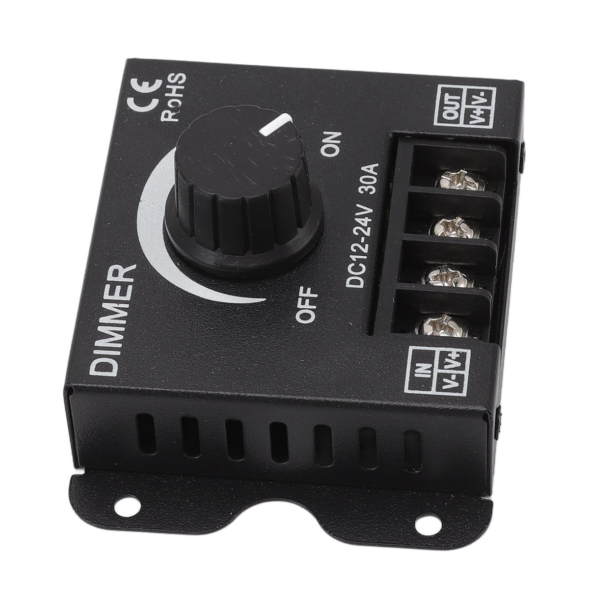 LED Dimmer Single Channel PWM Lighting Stepless Dimming Controller for 5050 3528 Single Color Light Strips DC 12V‑24V 30A