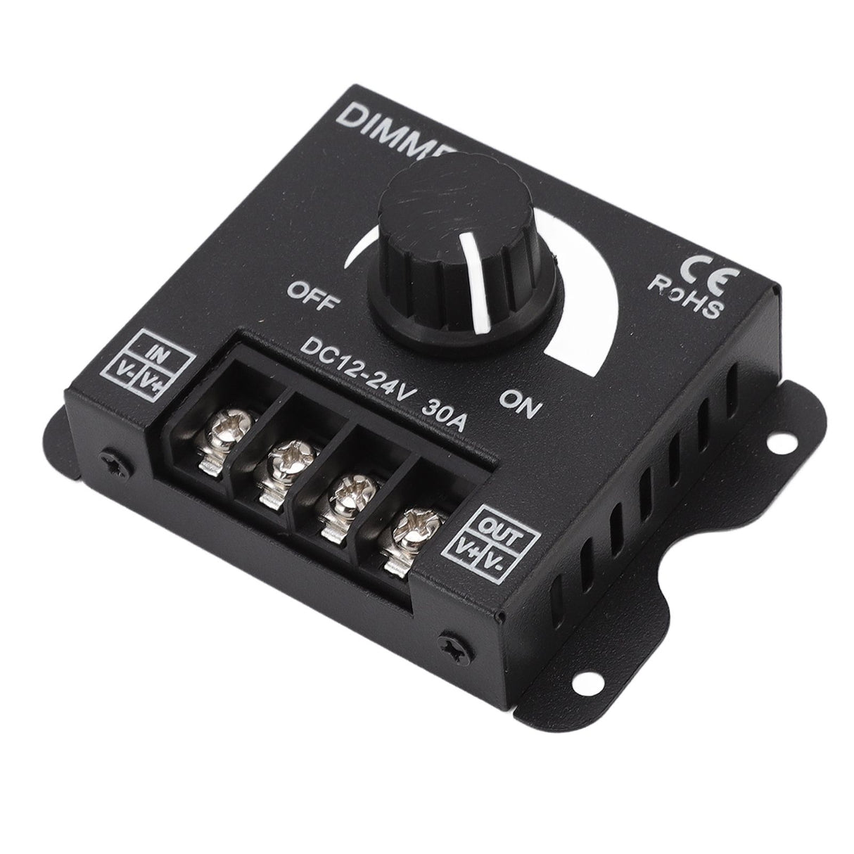 LED Dimmer Single Channel PWM Lighting Stepless Dimming Controller for 5050 3528 Single Color Light Strips DC 12V‑24V 30A