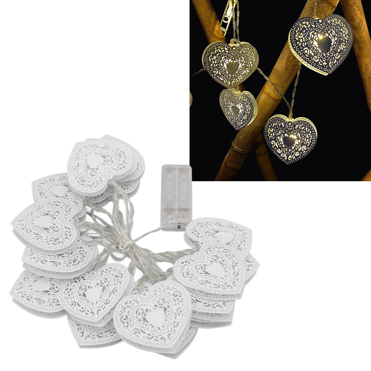 LED Love String Lights Iron 3 Meter Warm 20 Lamp Beads White Decoration Light for Valentine's Day Wedding
