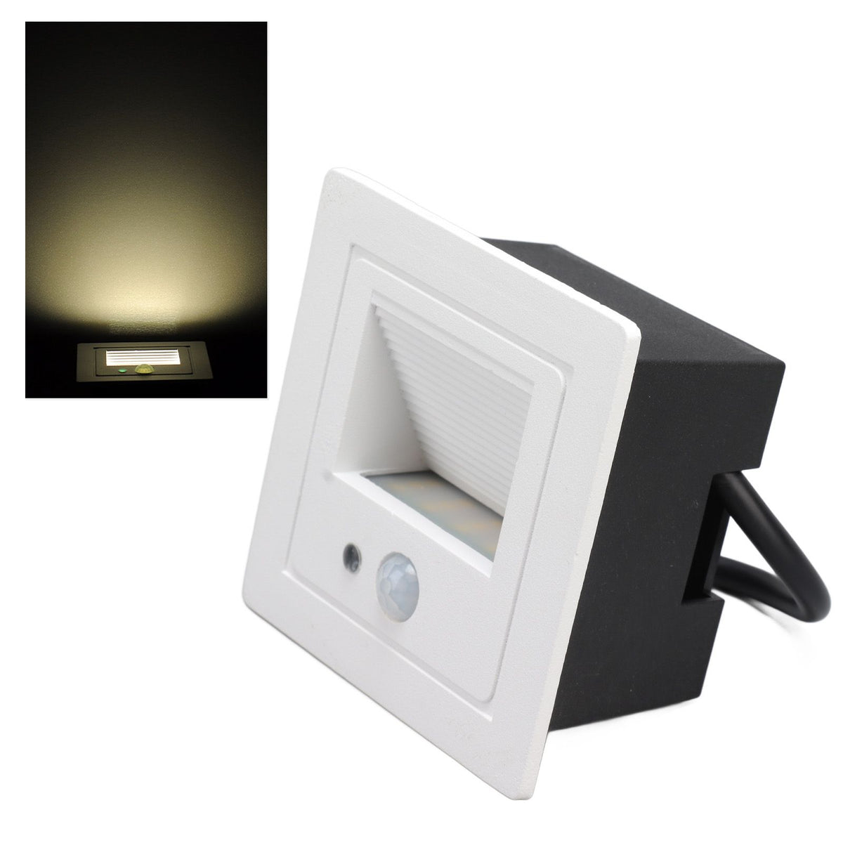 LED Corner Wall Lamp Recessed Warm White Iron Baking Varnish Body Induction Step Light for Stairway 85‑260V