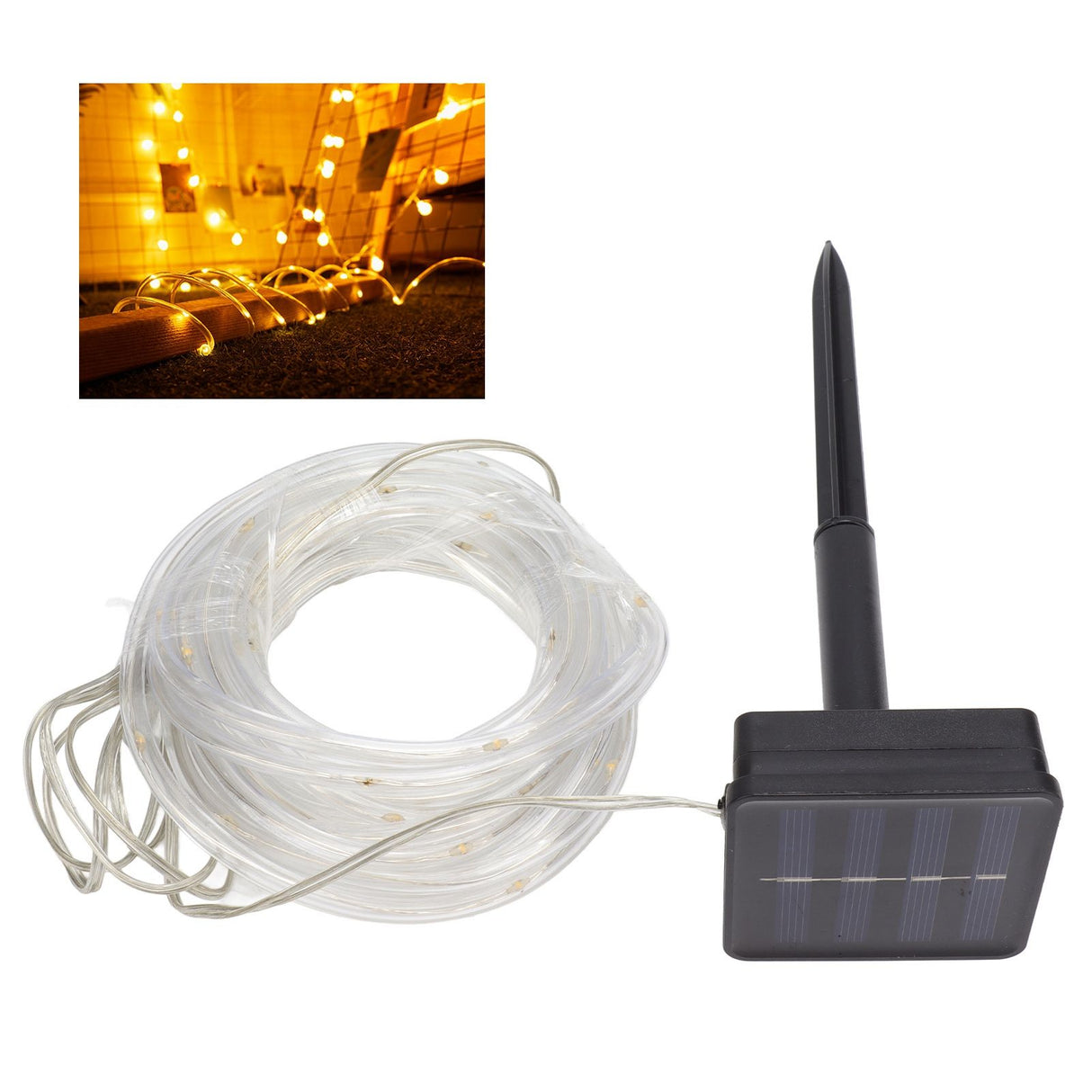 Solar Rope String Lights Waterproof High Brightness LED Solar String Lights for Garden Balcony Christmas Decoration Warm Light