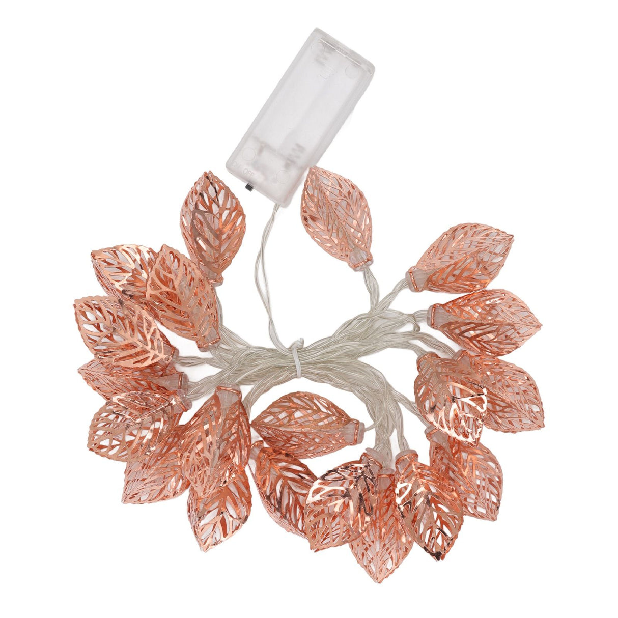 Rose Gold String Lights 20 LEDs Waterproof Battery Powered Hollowed Out Leaf Lights String Party Door Indoor