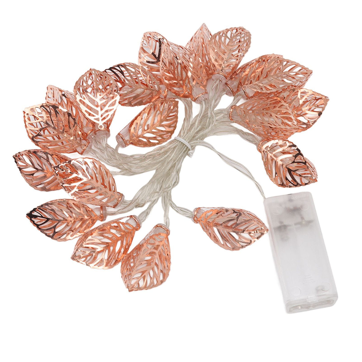 Rose Gold String Lights 20 LEDs Waterproof Battery Powered Hollowed Out Leaf Lights String Party Door Indoor