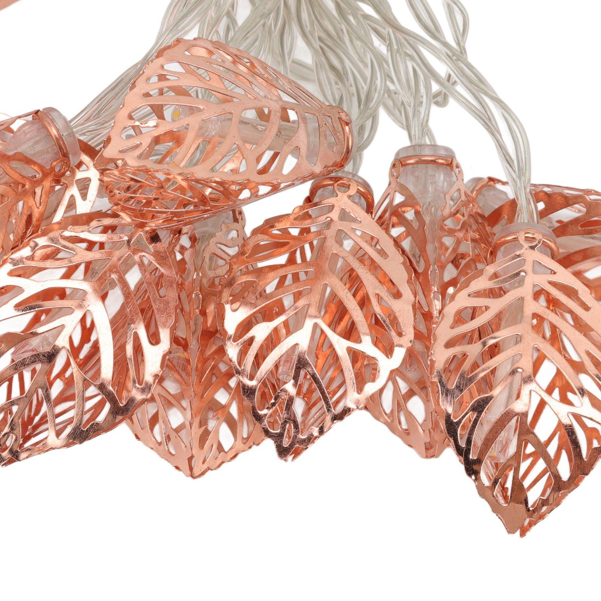 Rose Gold String Lights 20 LEDs Waterproof Battery Powered Hollowed Out Leaf Lights String Party Door Indoor