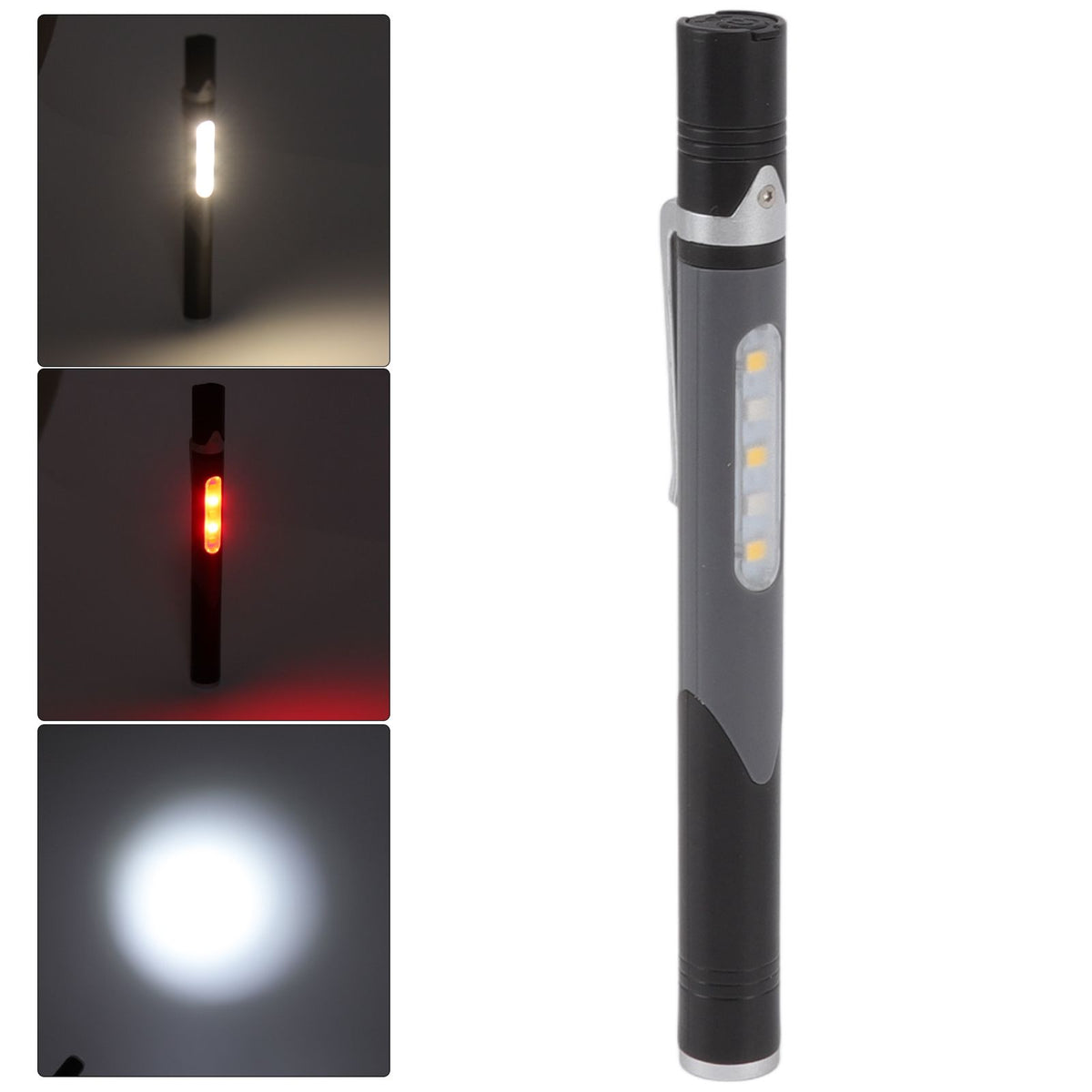 Pen Flashlight USB Charge 3 Light Sources LED Chip Clip Design Widely Used Pen Light Flashlight for Repair Hospital Black