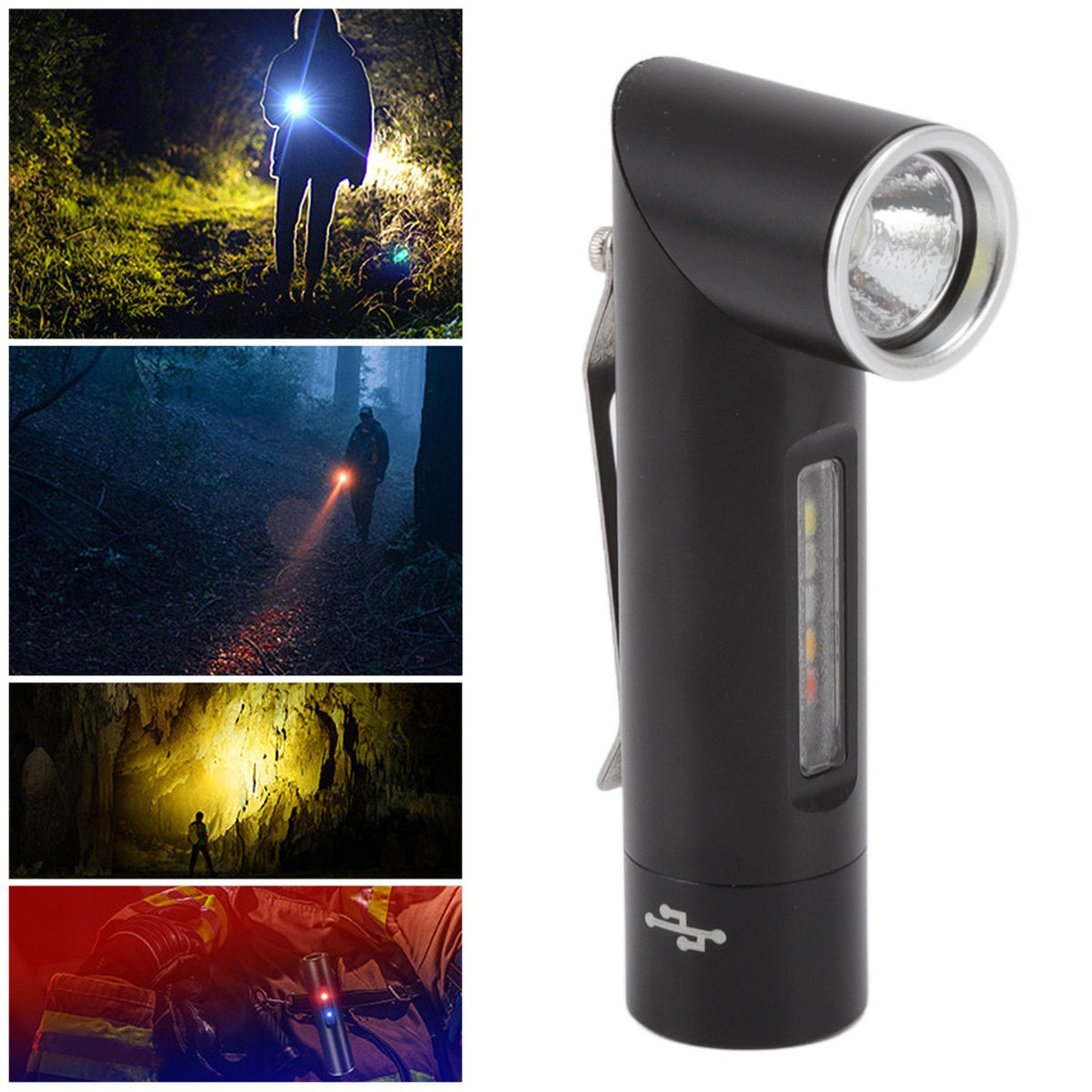 Mini Flashlight 90 Degree Tiltable Head LED Flashlight Magnetic Rechargeable LED Torch