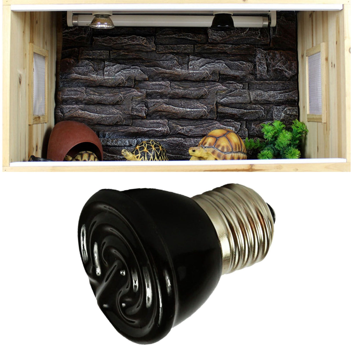 100W Ceramic Heating Lamp Non Luminous Pet Heating Light for Reptile Home 220V Black