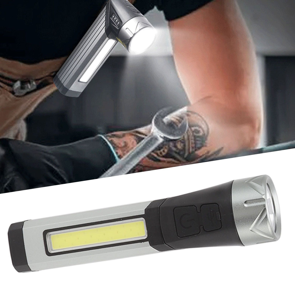 Magnetic Flashlight 7 Gears Rotatable Foldable Rechargeable High Brightness LED COB Work Light for Camping Repairing