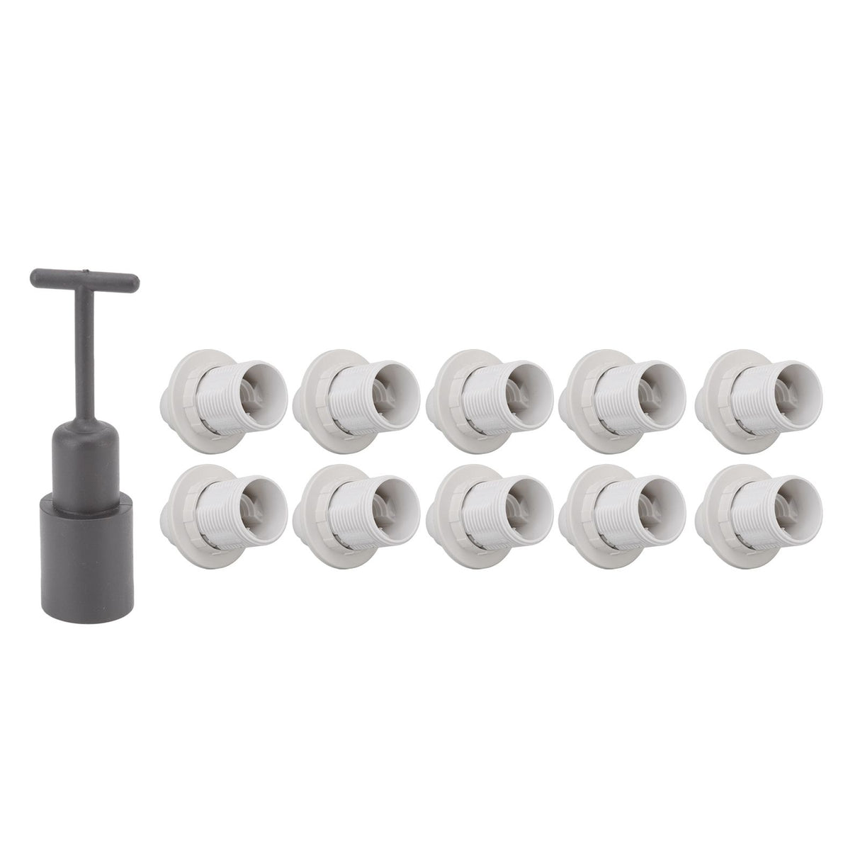 10PCS E14 Lamp Holder ABS with Sleeve High Temperature Resistant Light Socket Base for Home White