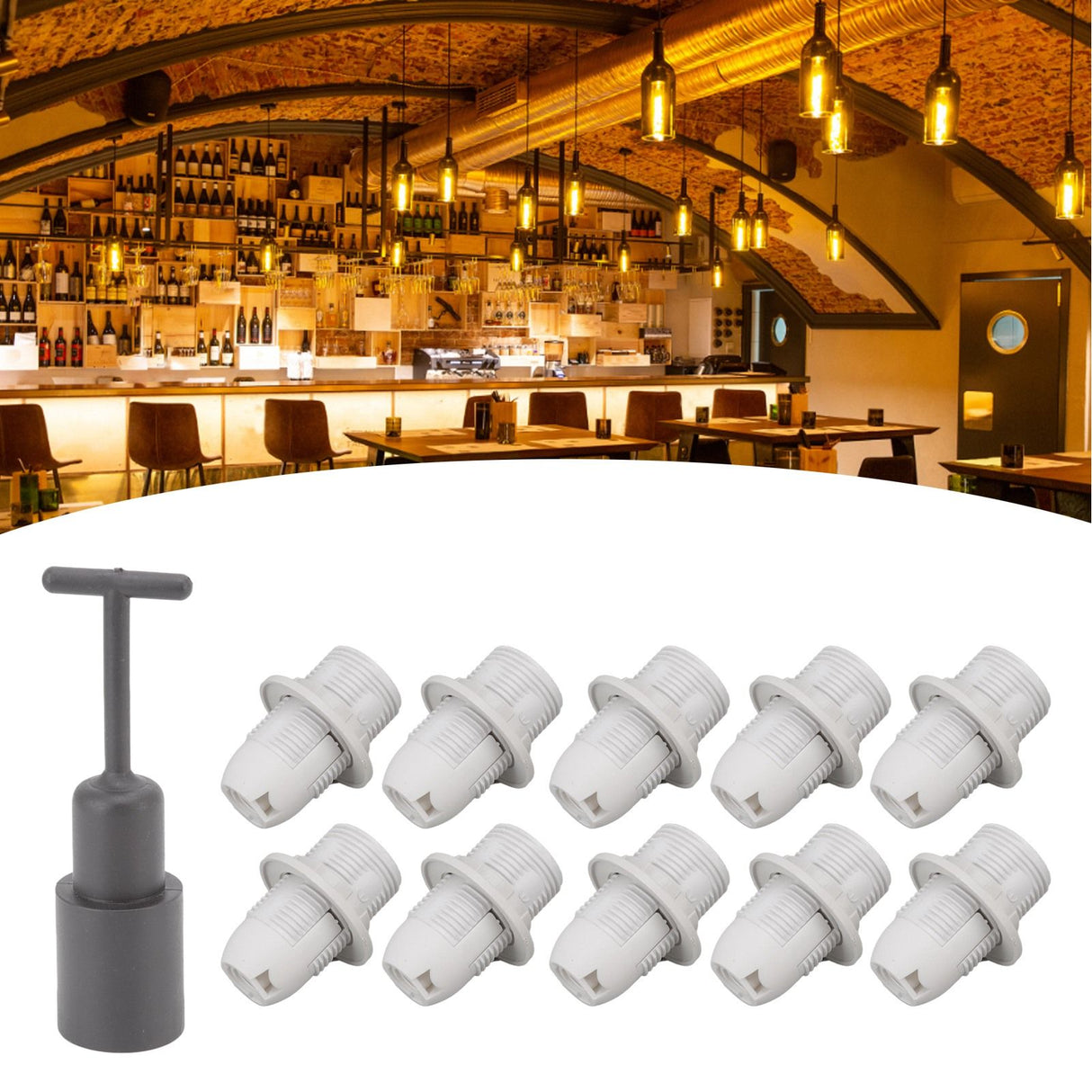 10PCS E14 Lamp Holder ABS with Sleeve High Temperature Resistant Light Socket Base for Home White