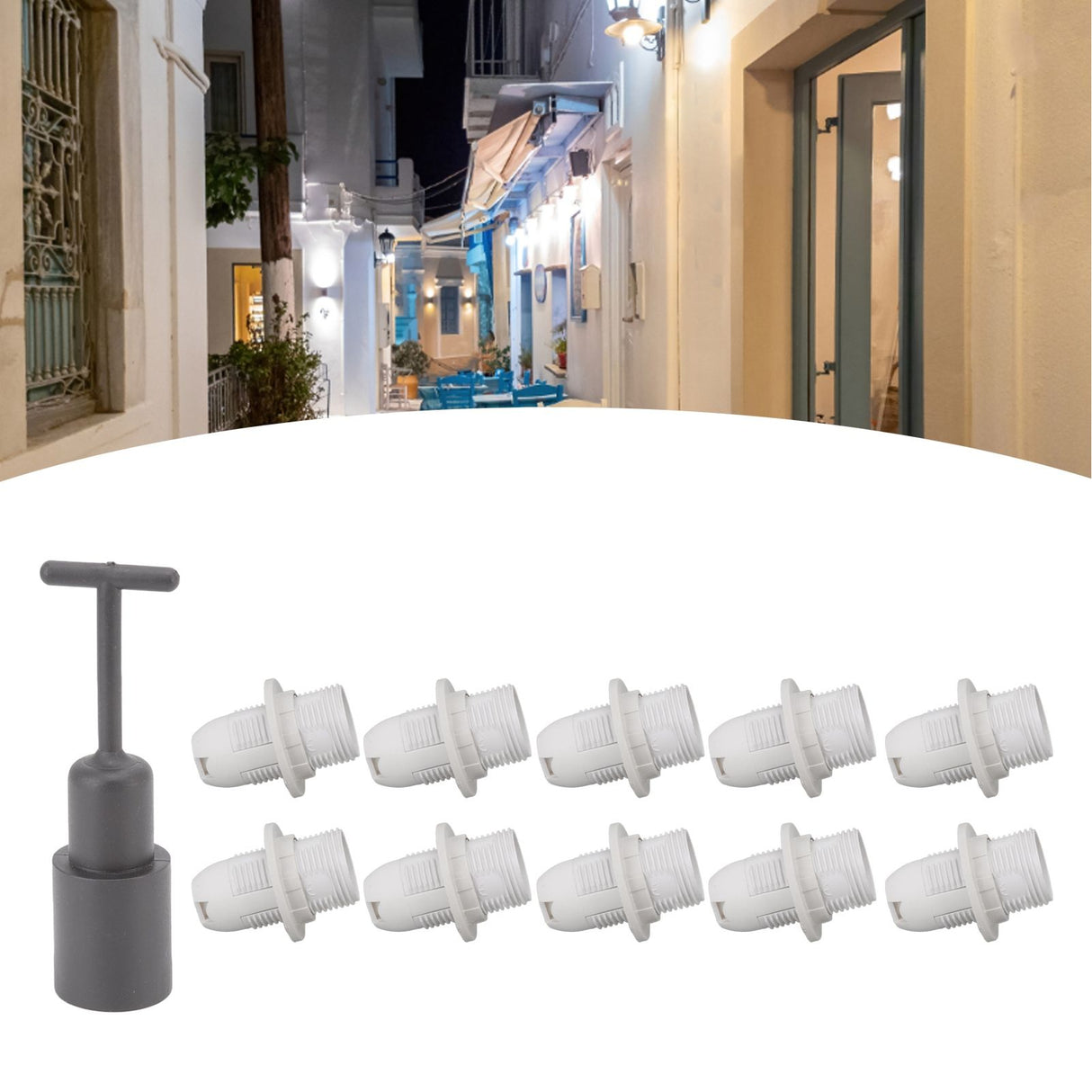 10PCS E14 Lamp Holder ABS with Sleeve High Temperature Resistant Light Socket Base for Home White