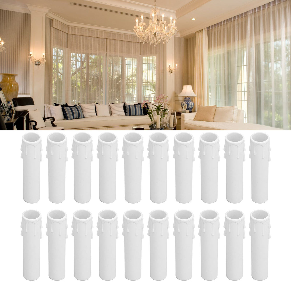 20pcs 4 Inch Candle Covers Sleeves Simulation Wax Drop E12 Candle Light Socket Covers for Chandelier