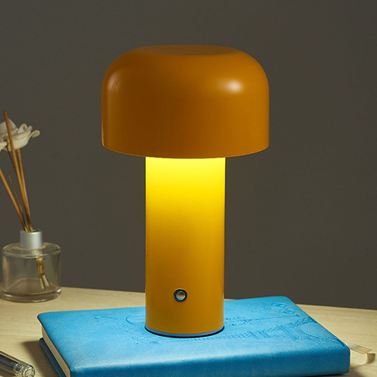 Mushroom Table Lamp Three Colors LED Light Beads Stepless Dimming Mushroom Lamp Night Light for Bedroom Bedside Yellow